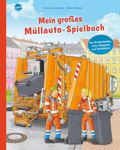 Mein großes Müllauto-Spielbuch: Pappbilderbuch mit Drehscheibe, vielen Klappen und Schiebern ab 2 Jahren von Arena