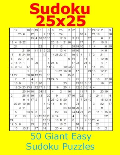 Sudoku 25x25 50 Giant Easy Sudoku Puzzles