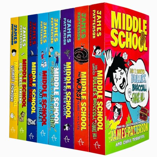 James Patterson Middle School 8 Books Collection Set (The Worst Years of My Life,Get Me Out of Here,My Brother Is a Big Fat Liar,How I Survived Bullies Broccoli and Snake Hill,Ultimate Showdown..