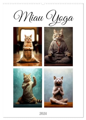 Miau Yoga (Wandkalender 2024 DIN A2 hoch), CALVENDO Monatskalender von CALVENDO