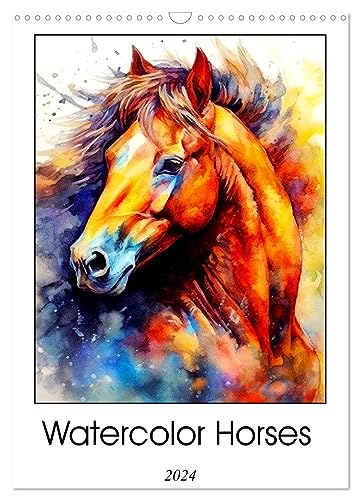 Watercolor Horses (Wandkalender 2024 DIN A3 hoch), CALVENDO Monatskalender