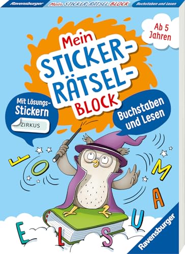 Ravensburger Mein Stickerrätselblock: Buchstaben für Kinder ab 5 Jahren - spielerisch Buchstaben und Lesen Lernen mit lustigen Übungen und Sticker-Spaß von Ravensburger Verlag GmbH