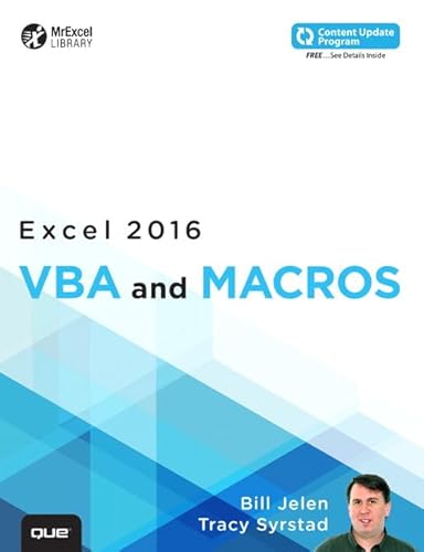 Excel 2016 VBA and Macros (includes Content Update Program) (MrExcel Library) von Que