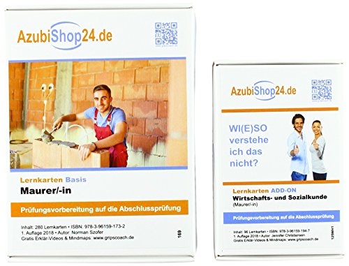 AzubiShop24.de Kombi-Paket Lernkarten Maurer/-in: Erfolgreiche Prüfungsvorbereitung auf die Abschlussprüfung