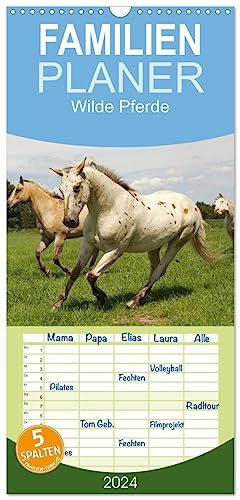 Familienplaner 2024 - Wilde Pferde mit 5 Spalten (Wandkalender, 21 cm x 45 cm) CALVENDO von CALVENDO