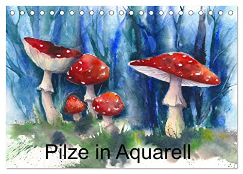Pilze in Aquarell (Tischkalender 2025 DIN A5 quer), CALVENDO Monatskalender