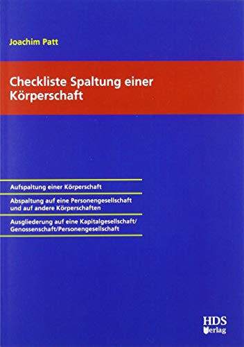 Checkliste Spaltung einer Körperschaft von HDS-Verlag