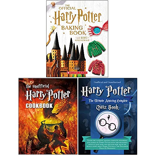 The Official Harry Potter Baking Book [Hardcover], The Unofficial Harry Potter Cookbook, The Ultimate Amazing Complete Quiz Book Collection 3 Books Set