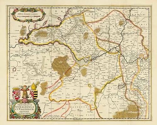 Historische Karte: Das Fürstentum Anhalt und das Erzbistums Magdeburg 1647 - Plano: 'Principatus Anhaldinus et Magdeburgensis Archiepiscopatus' mit ... Anhaldinus et Magdeburgensis Archiepiscopatus von Rockstuhl Verlag