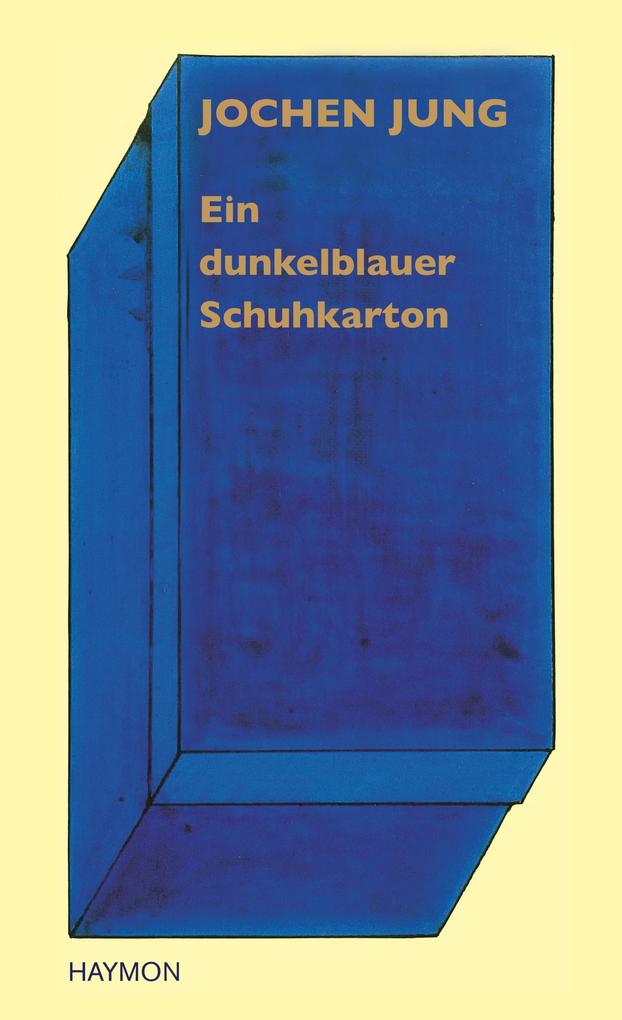 Ein dunkelblauer Schuhkarton von Haymon Verlag