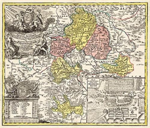 Historische Karte: Fürstentums Hildburghausen mit den Ämtern Eisfeld, Hildburghausen, Schalkau, Sonnenfeld, Heldburg, Königsberg, Amt Römhild und Amt Sesslach - 1729 (Plano) von Rockstuhl Verlag