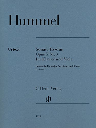 Sonate für Klavier und Viola Es-dur opus 5 Nr. 3: Besetzung: Viola und Klavier (G. Henle Urtext-Ausgabe) von G. Henle Verlag