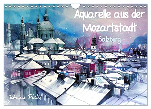 Aquarelle aus der Mozartstadt Salzburg (Wandkalender 2025 DIN A4 quer), CALVENDO Monatskalender von CALVENDO