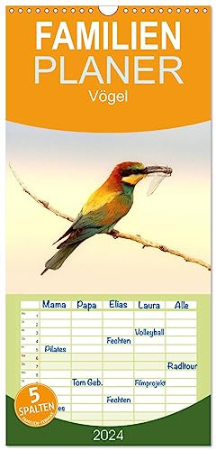 Familienplaner 2024 - Vögel mit 5 Spalten (Wandkalender, 21 cm x 45 cm) CALVENDO