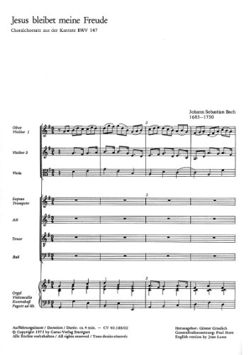 Bach: Jesus bleibet meine Freude (BWV 147 no. 6 und 10). Partitur