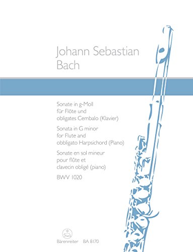 Sonate für Flöte und obligates Cembalo (Klavier) g-Moll BWV 1020.Spielpartitur, Stimmensatz