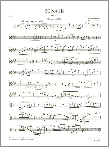 Sonaten für Klavier und Klarinette (oder Viola) op. 120,1 und 2; separate Violastimme: Besetzung: Viola und Klavier (G. Henle Urtext-Ausgabe)