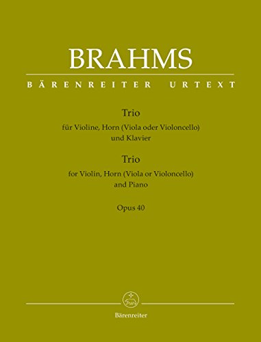 Trio für Violine, Horn (Viola oder Violoncello) und Klavier op. 40. Spielpartitur, Stimmensatz, Urtextausgabe