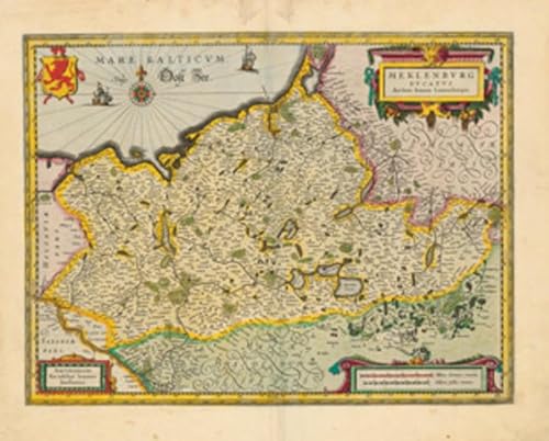 Historische Landkarte: Herzogtum Mecklenburg - 1647 (Plano): Meklenburg Ducatus Auctore Ioanne Laurenbergio Amstelodami: Kartuscheninschrift: ... Amstelodami, Excudebat Ioannes Ianßonius“ von Verlag Rockstuhl