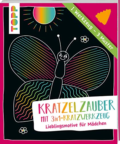 Kratzelzauber mit 3in1-Kratzwerkzeug - Lieblingsmotive für Mädchen: 1 Werkzeug - 3 Muster