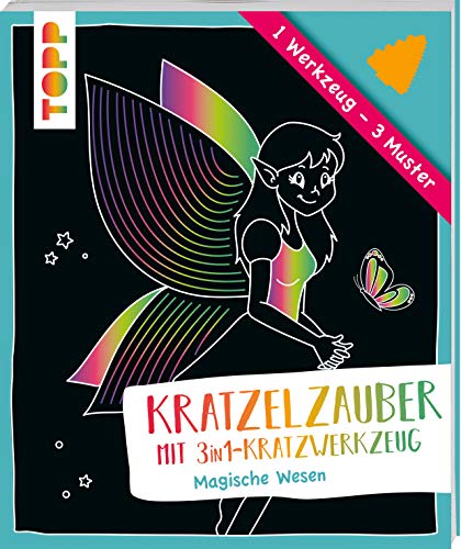 Kratzelzauber mit 3in1-Kratzwerkzeug - Magische Wesen: 1 Werkzeug - 3 Muster