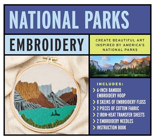 National Parks Embroidery kit: Create Beautiful Art Inspired by America's National Parks – Includes: 6-inch Bamboo Embroider Hoop, 8 Skeins of ... 2 Embroidery Needles, Instruction Book von Chartwell Books