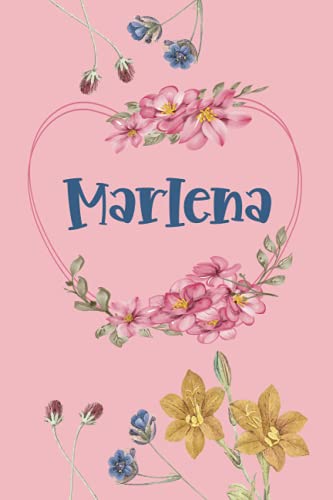 Marlena: Schönes Geschenk Notizbuch personalisiert mit Namen Marlena, perfektes Geburtstag für Mädchen und Frauen 6x9 Zoll,110 Seiten