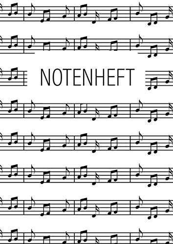 NOTENHEFT: Weißes DIN A 4 Heft mit schwarzem Noten-Aufdruck für Schule oder Klavierunterricht für Teenager. 100 Seiten mit Notenlinien.