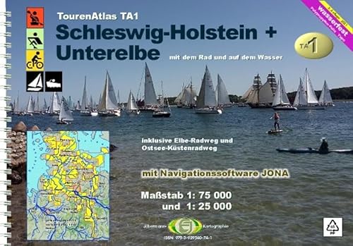 TourenAtlas TA1 Schleswig-Holstein-Unterelbe: Wassersport- und Radwanderatlas (TourenAtlas Wasserwandern) von Jübermann, E