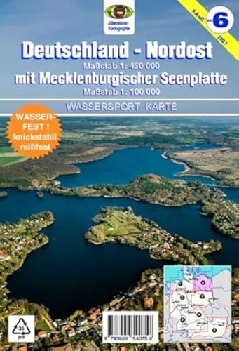 Wassersport-Wanderkarte / Deutschland Nordost für Kanu- und Rudersport: Kanu-und Rudersportgewässer / 1:450000. Mit Karte Mecklenburg 1:100000 (Wassersport-Wanderkarte: Kanu-und Rudersportgewässer)