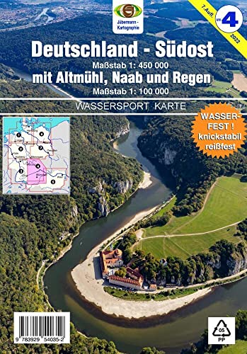 Wassersport-Wanderkarte / Deutschland Südost mit Altmühl, Naab und Regen für Kanu- und Rudersport: Kanu-und Rudersportgewässer / Massstab 1:450000. ... Kanu-und Rudersportgewässer)