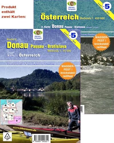 Wassersport-Wanderkarte / Kanu-und Rudersportgewässer: Wassersport-Wanderkarte / Österreich: Kanu-und Rudersportgewässer / mit Donau von Passau bis Bratislava