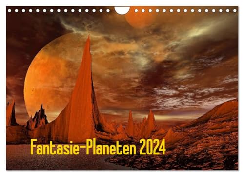 Fantasie-Planeten (Wandkalender 2024 DIN A4 quer), CALVENDO Monatskalender: Eine fantastische Reise durch eine Digitale Planetenwelt