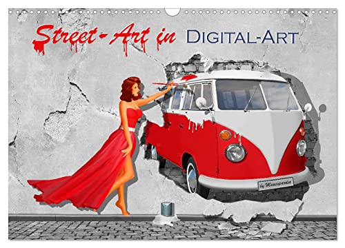 Street-Art in Digital-Art by Mausopardia (Wandkalender 2024 DIN A3 quer), CALVENDO Monatskalender