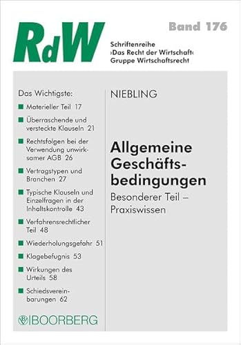 Allgemeine Geschäftsbedingungen: Besonderer Teil - Praxiswissen (Das Recht der Wirtschaft)