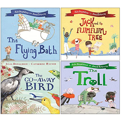 Julia Donaldson Collection 4 Books Set (The Flying Bath, Jack and the Flumflum Tree, The Go-Away Bird, The Troll)