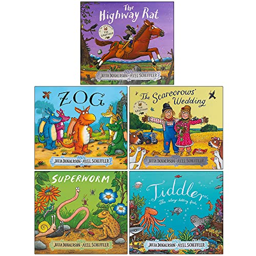 Julia Donaldson Collection 5 Books Set (The Highway Rat, Scarecrows Wedding, Zog, Superworm & Tiddler)