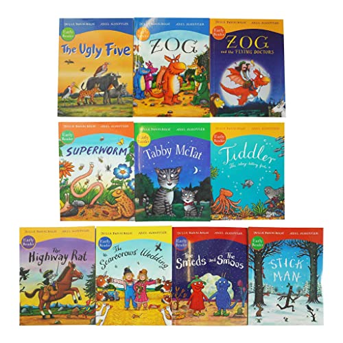 Julia Donaldson Early Readers 10 Books Collection Set (Tiddler, Stick Man, Tabby McTat, ZOG, The Highway Rat, Superworm, The Scarecrows' Wedding, Zog and the Flying Doctors, The Ugly Five & More…)