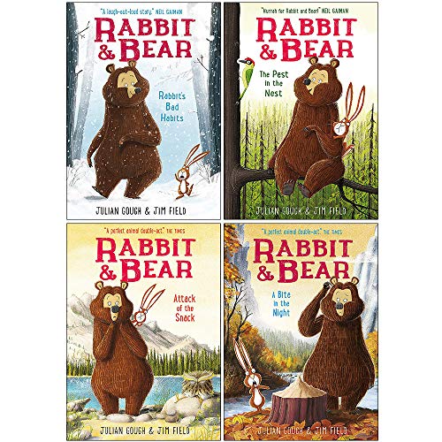 Rabbit and Bear Series 4 Books Collection Set By Julian Gough (Rabbit's Bad Habits, The Pest in the Nest, Attack of the Snack, A Bite in the Night)
