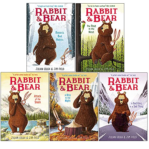 Rabbit and Bear Series 5 Books Collection Set By Julian Gough (Rabbit's Bad Habits, The Pest in the Nest, Attack of the Snack, A Bite in the Night, A Bad King is a Sad Thing [Hardcover])