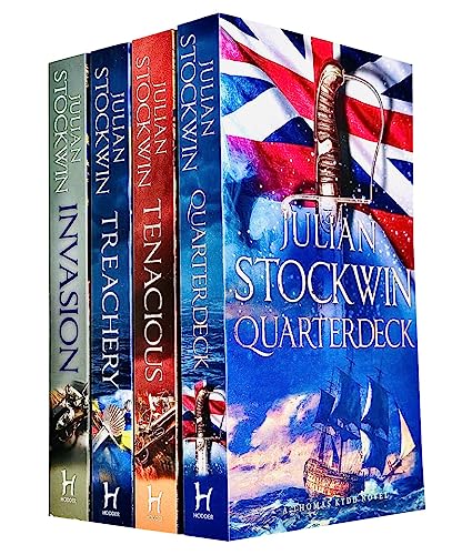 Julian Stockwin Kydd Series 4 Books Collection Set (Quarterdeck, Tenacious, Treachery, Invasion)