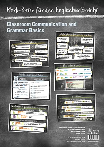 Classroom Communication and Grammar Basics: Merk-Poster für den Englischunterricht. Klasse 5 bis 8 von Verlag an der Ruhr