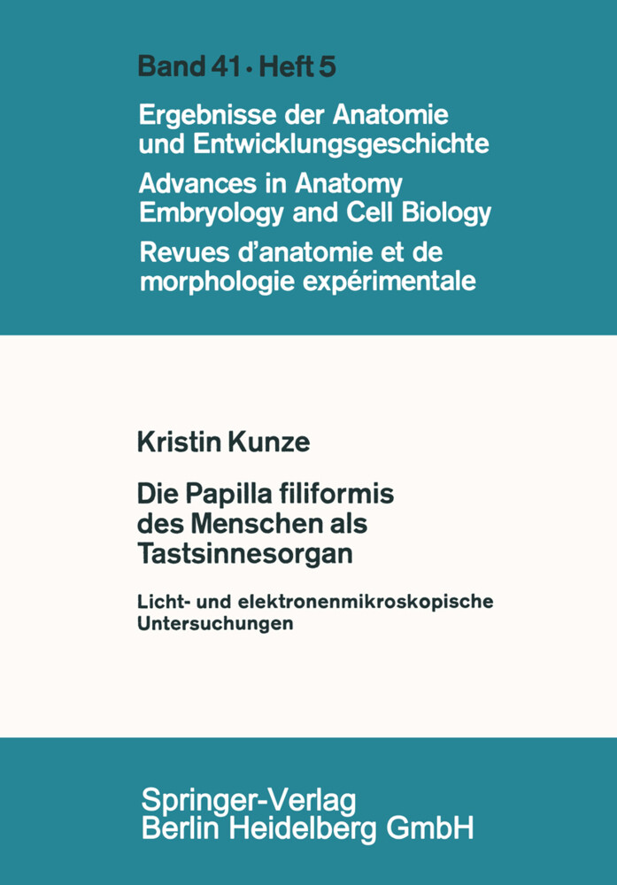 Die Papilla filiformis des Menschen als Tastsinnesorgan von Springer Berlin Heidelberg
