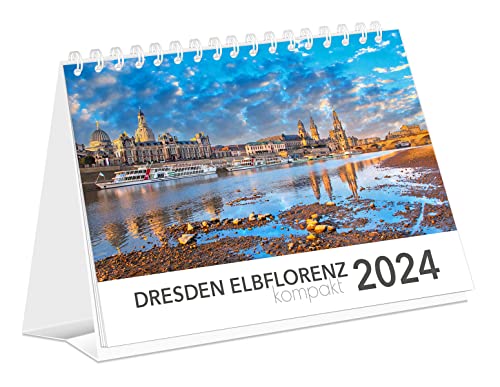 Kalender Dresden Elbflorenz kompakt 2024 | 21 x 15 cm | weißes Kalendarium von K4Verlag