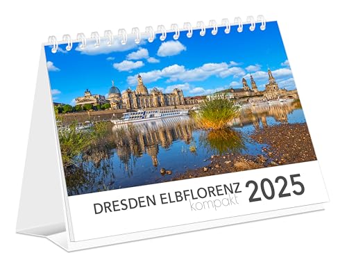 Kalender Dresden Elbflorenz kompakt 2025: | 21 x 15 cm | weißes Kalendarium von K4Verlag