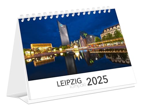 Kalender Leipzig kompakt 2025: | 21 x 15 cm | weißes Kalendarium von K4Verlag