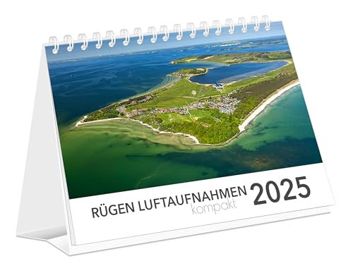Kalender Rügen Luftaufnahmen kompakt 2025: | 21 x 15 cm | weißes Kalendarium von K4Verlag