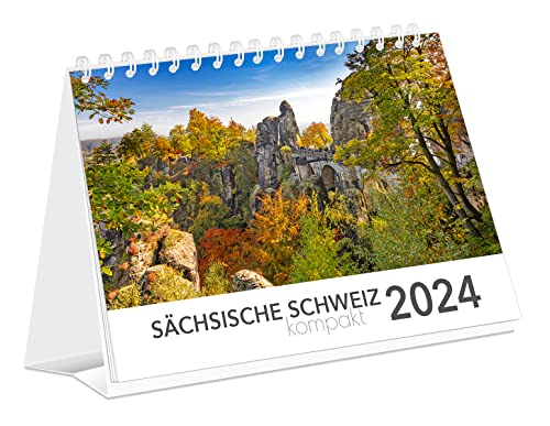 Kalender Sächsische Schweiz kompakt 2024 | 21 x 15 cm | weißes Kalendarium von K4Verlag