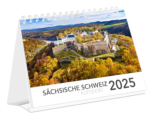 Kalender Sächsische Schweiz kompakt 2025: | 21 x 15 cm | weißes Kalendarium