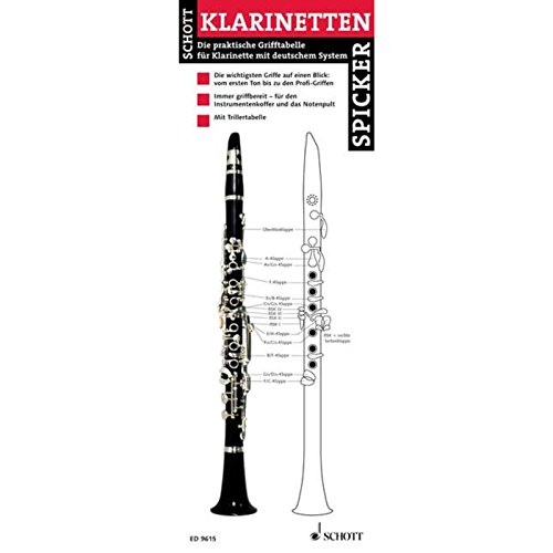 Klarinetten-Spicker: Die praktische Grifftabelle für Klarinette mit deutschem System. Klarinette.